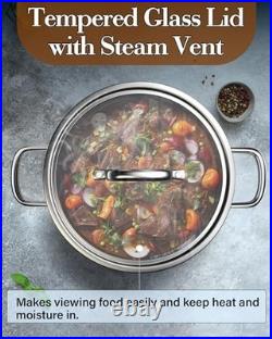 8 Quart Stainless Steel Stockpot Tri-Ply Clad Soup Pot, Induction Ready, Heavy