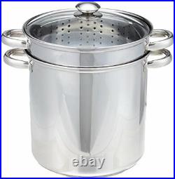 8 Quart Stock Pot Pasta Cooker With Strainer Stainless Steel Cookware 4 Pcs Set