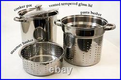 8 Quart Stock Pot Pasta Cooker With Strainer Stainless Steel Cookware 4 Pcs Set