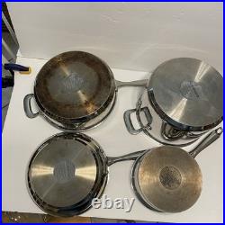 8 pcs Cuisinart Stainless Steel Pots and Pans Glass Lids Stock Pot Sauté Skillet