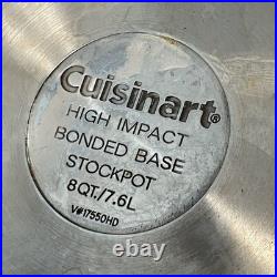 8 pcs Cuisinart Stainless Steel Pots and Pans Glass Lids Stock Pot Sauté Skillet