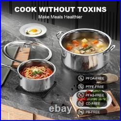 8pc Hybrid Stainless Steel Pot Set, 8qt Soup Pot & 2/3qt Saucepans 8pc Hybrid Stainless Steel Pot Set, 8qt Soup Pot & 2/3qt Saucepans