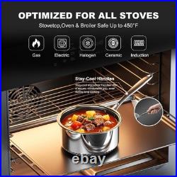 8pc Hybrid Stainless Steel Pot Set, 8qt Soup Pot & 2/3qt Saucepans