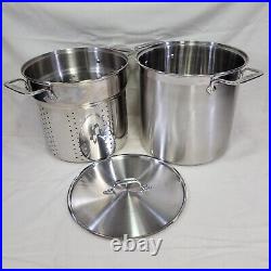 ALL-CLAD 12qt Multi Pot 3pc Stock Pot Pasta & Steamer Insert with Lid USA