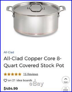 ALL CLAD 6508 COPPER CORE 5-Ply STOCK POT 8 QT Stainless Steel