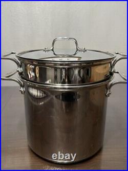 ALL-CLAD 8 Quart Pasta Pot with Perforated Steel Insert Lid 3 Piece Set Pentola