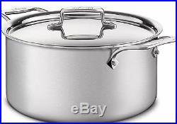 ALL CLAD BRUSHED STAINLESS d5 8 QUART STOCK POT DUTCH OVEN WithLID 1ST QUALITY NIB
