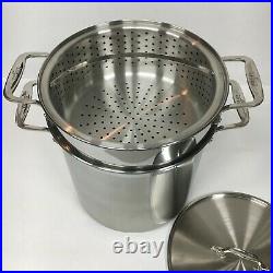 ALL-CLAD Brushed Stainless Steel 12-QT MULTI-COOKER STOCK POT with Lid, Inserts