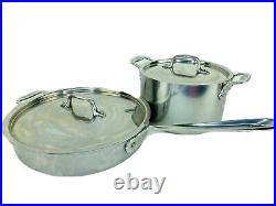 ALL CLAD Cookware 11 Sauté Pan 8 Stock Sauce Pot Stainless W Lids TRI-PLY