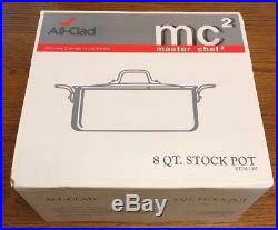 ALL-CLAD Master Chef 2 8 Quart / Qt. Stock Pot with Lid MC2 Stainless 7508 NEW