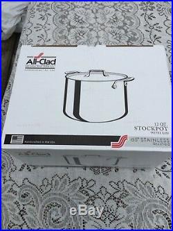 ALL CLAD NEW D5 BRUSHED STAINLESS STEEL 12 QUART STOCK POT withLID FREE SHIPPING