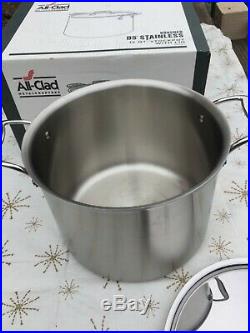 ALL CLAD NEW D5 BRUSHED STAINLESS STEEL 12 QUART STOCK POT withLID Free Shipping