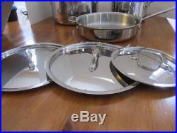 ALL CLAD Stainless Steel 6 Piece Set Stock Pot, SAUCE PAN & Frying Pans with Lids