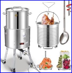 ARC 40QT Stainless Steel Stockpot with 200,000BTU Propane Burner 36 In Mix Spoon