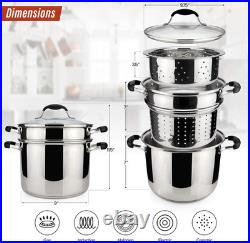 AVACRAFT 7 Quart 18/10 Stainless Steel 4 Piece Pasta Pot Set