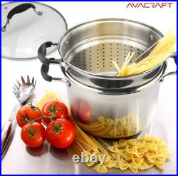 AVACRAFT 7 Quart 18/10 Stainless Steel 4 Piece Pasta Pot Set