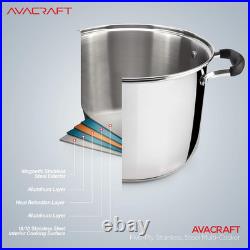 AVACRAFT 7 Quart 18/10 Stainless Steel 4 Piece Pasta Pot Set