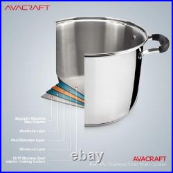 AVACRAFT 7 Quart 18/10 Stainless Steel 4 Piece Pasta Pot Set