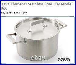 Aava Elements Stainless Steel Casserole Pot $890 Retail. See Details