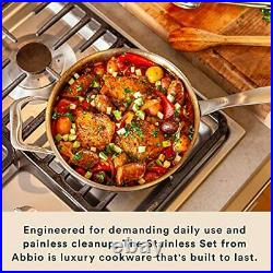 Abbio Stainless Set 6 Piece Cookware Set Saute Pan Stock Pot Sauce Pan