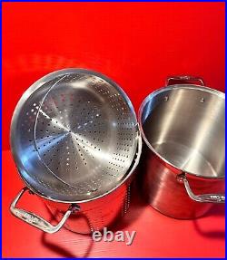 All-Clad 12 Qt Stock Pot Multi Cooker Steamer Strainer Large 3 Pieces. NO LID