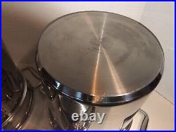 All-Clad 12 Qt Stock Pot Multi Cooker Steamer Strainer Large 4 Pieces Excellent