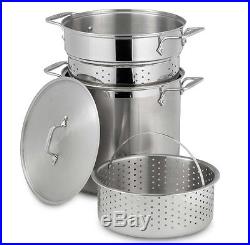 All-Clad 12-Quart Stainless Steel Multi-Cooker Kitchen Cookware Stock Pot TwoLid