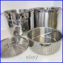 All-Clad 12qt 4pc Stainless Steel Multi-Cooker STOCK POT STEAMER STRAINER + LID