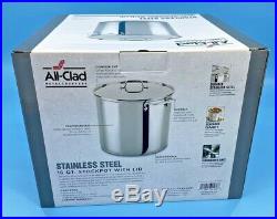 All-Clad 16 Qt. Stainless Steel Stockpot with Lid E9076474 New In Box All Clad
