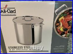 All-Clad 16 Qt Stainless Steel Stockpot with Lid E9076474 New In Box! Stock Pot