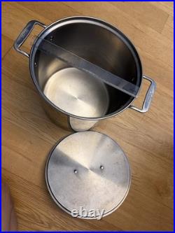All Clad 16 Quart Stock Pot Stainless Steel Handles with Lid Soup Stew Boil