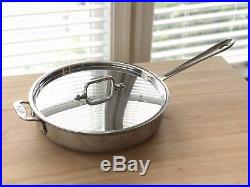 All Clad 3 Quart Saute Pot with Lid Stainless Steel Pan Stock Cooking AllClad