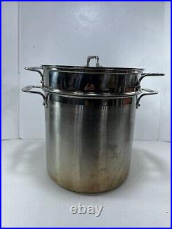 All-Clad 3pc Multi Cooker Stainless Steel Stock Pot Strainer & Lid 12qt Pasta
