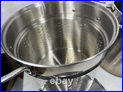 All-Clad 3pc Multi Cooker Stainless Steel Stock Pot Strainer & Lid 12qt Pasta