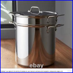 All-Clad 4pc Multi-Pot Stainless Steel Stock Strainer Steamer Insert & Lid 12 qt