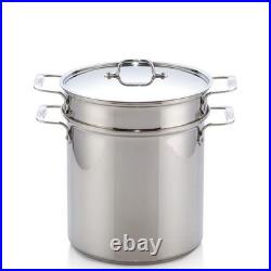 All-Clad 4pc Multi-Pot Stainless Steel Stock Strainer Steamer Insert & Lid 12 qt