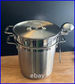 All-Clad 4pc Multi-Pot Stainless Steel Stock Strainer Steamer Insert & Lid 12 qt