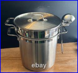 All-Clad 4pc Multi-Pot Stainless Steel Stock Strainer Steamer Insert & Lid 12 qt