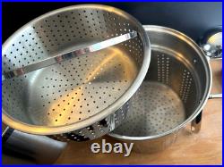 All-Clad 4pc Multi-Pot Stainless Steel Stock Strainer Steamer Insert & Lid 12 qt