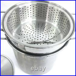 All-Clad 4pc Stainless Steel Multi-Cooker STOCK POT STEAMER STRAINER + LID