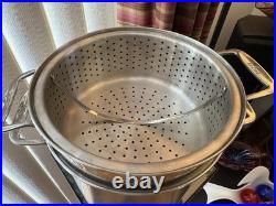 All Clad 5 Piece 12 Quart Steamer Stock Pot with 2 Steamer Inserts