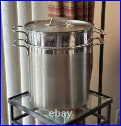 All Clad 5 Piece 12 Quart Steamer Stock Pot with 2 Steamer Inserts