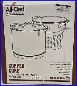 All-Clad 6807-SS Copper Core 7 qt Pasta Pentola Colander Insert Stock Pot Rare