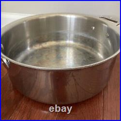 All-Clad 6 Qt Stock Frying Saute Pan Pot Handle Basket Steamer Fryer Insert Lid