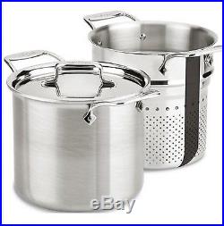 All Clad 7 quart d5 Pasta Pentola Stock Pot Brushed Stainless New Boxed BD55807
