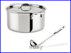 All-Clad 8-Qt 4408 SS Tri-Ply 8-qt Stock Pot NO LID Included 14in Ladle