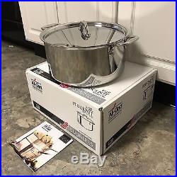All Clad 8 quart STOCK POT with LID #4508 Tri-Ply Polished Stainless Steel NEW