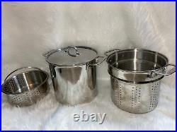 All-Clad A4 Stainless Steel 12 Quart Stock Pot with Lid Kitchen 4 Pc Cookware