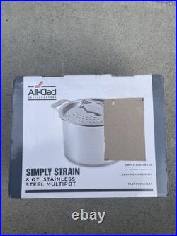 All-Clad All Clad Simply Strain Stainless Steel Stockpot With Lid 8 Quart NEW