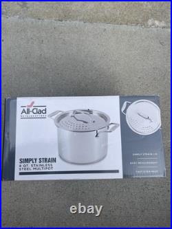 All-Clad All Clad Simply Strain Stainless Steel Stockpot With Lid 8 Quart NEW